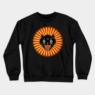 Halloween Black Cat Vintage Retro Crewneck Sweatshirt